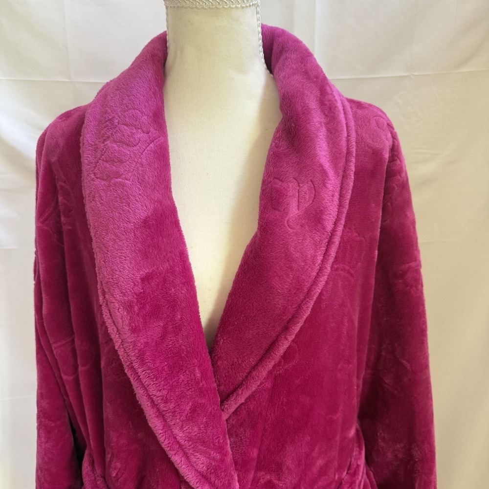 Juicy Couture Women's Pink Plush Belted Robe with Pockets Size L/XL - Picture 2 of 16